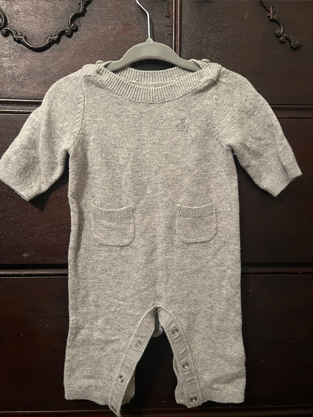 Gap Knit Baby One-Piece Romper in Light Gray